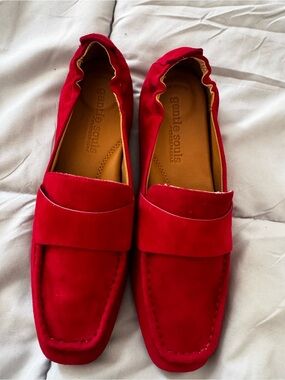 Gentle Souls women Red Suede Loafers